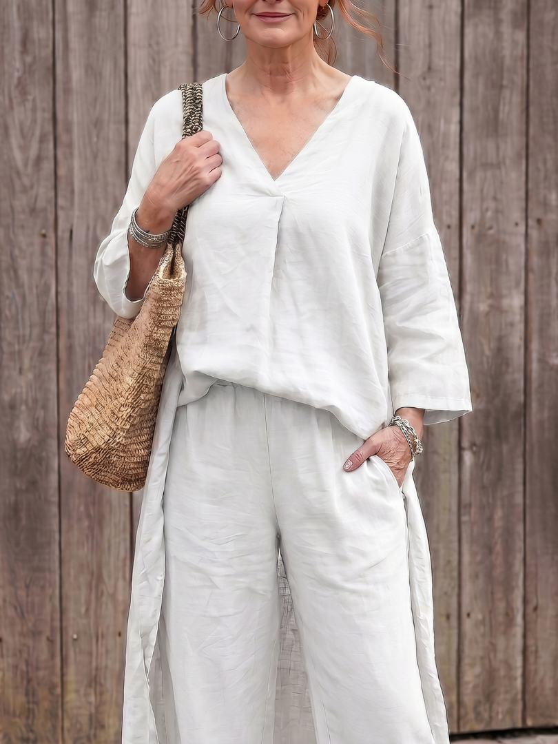 Penwynne | Loose Tunic Top Wide Leg Pant Set
