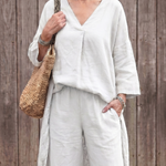 Penwynne | Loose Tunic Top Wide Leg Pant Set