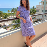 Merine | Leaf Print V Neck Knee Length Dress