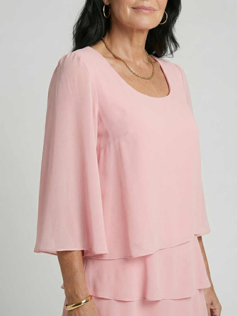 Lilabeth | Layered Flare Sleeve Knee Length Dress