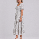 Serrina | Floral Smocked Square Neck Midi Dress