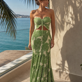 Nevina | Strapless Two Piece Printed Maxi Dress Set