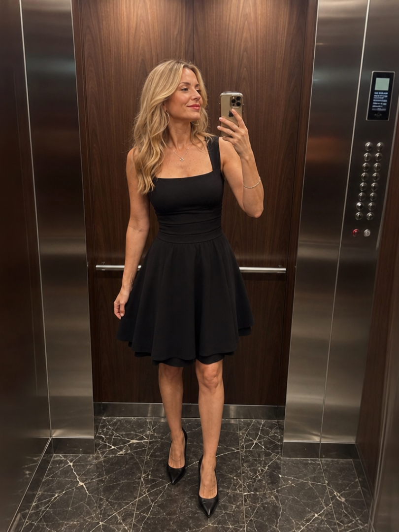 Tamsinlyn | Sleeveless Square Neck Flared Skirt Mini Dress