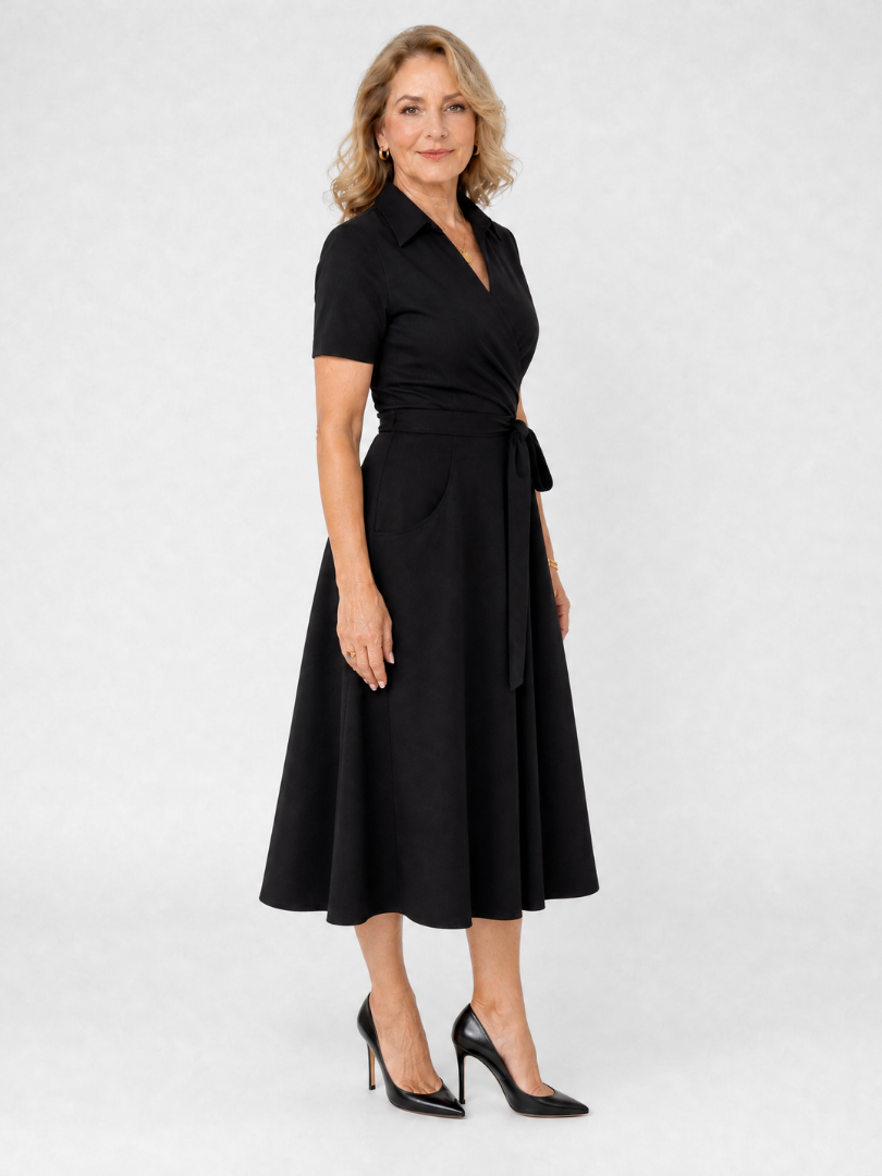 Laebeth | Collared Wrap Waist Midi Dress