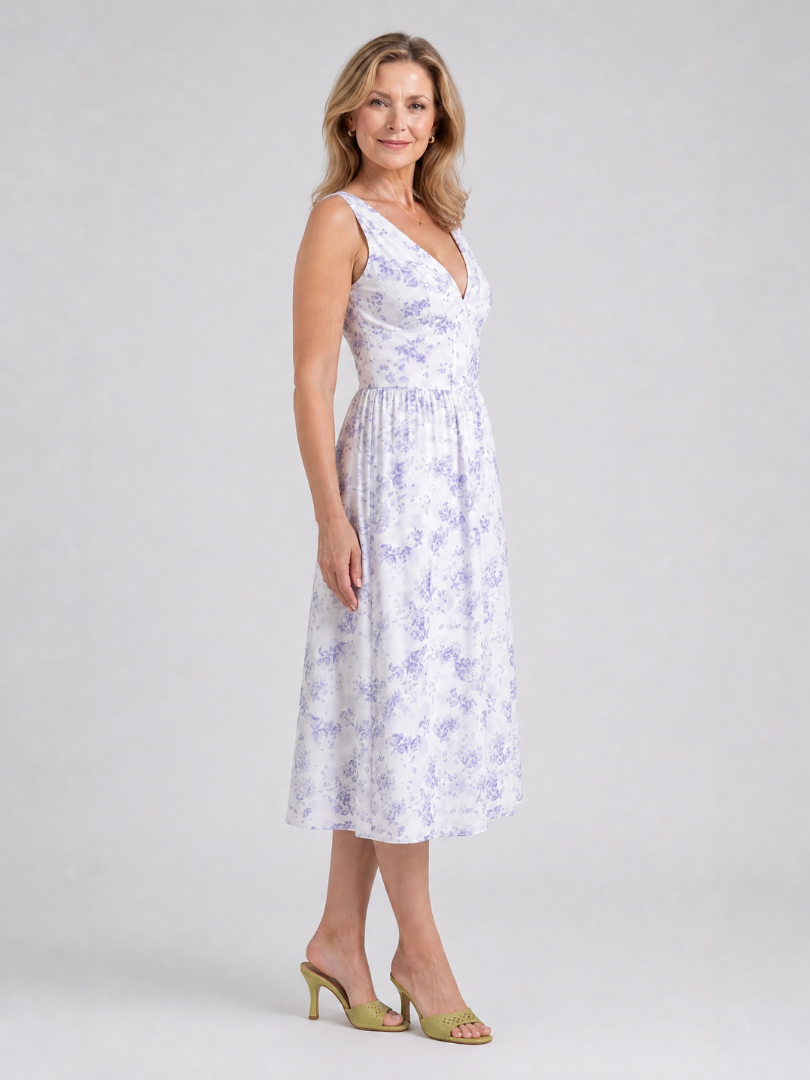 Dalrose | Sleeveless Floral V Neck Midi Dress
