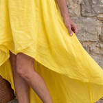 Rosthea | Flowing High Low Clean Neckline Midi Dress