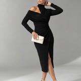Vesrin | One Shoulder Draped Midi Dress