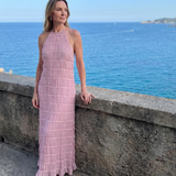 Vesette | Textured Fringe Fitted Silhouette Maxi Dress