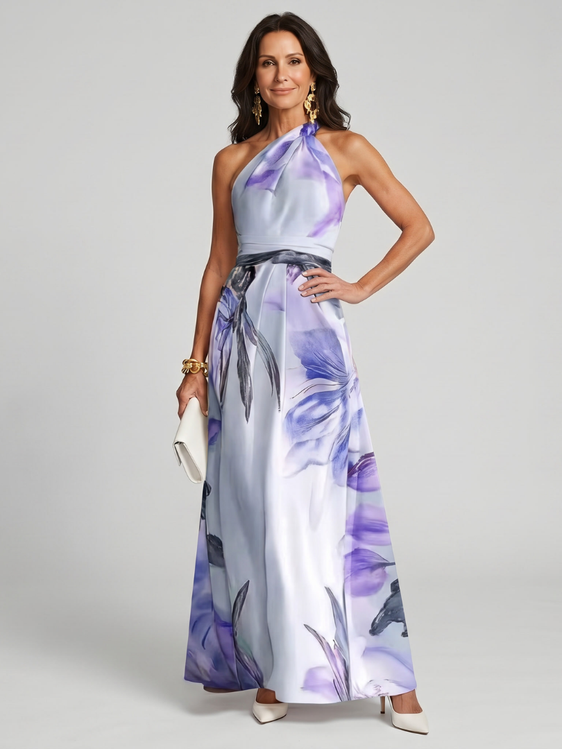 Isassa | Soft Halter Flowing Skirt Maxi Dress