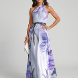 Isassa | Soft Halter Flowing Skirt Maxi Dress