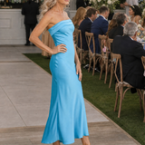 Celthea | Strapless Fitted Silhouette Midi Dress