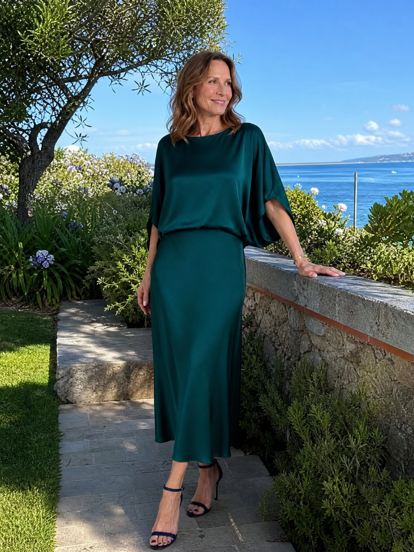 Dorine | Draped Overlay Midi Dress