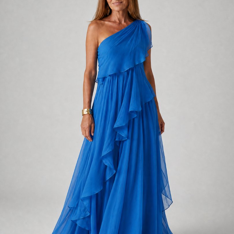 Vidalette | One Shoulder Ruffle Maxi Dress