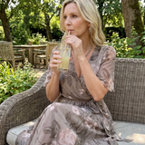 Daldra | Flutter Sleeve Gathered Waist Floral Print Midi Dress