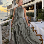 Tamsinmae | Halter Neck Ruffle Tiered Maxi Dress