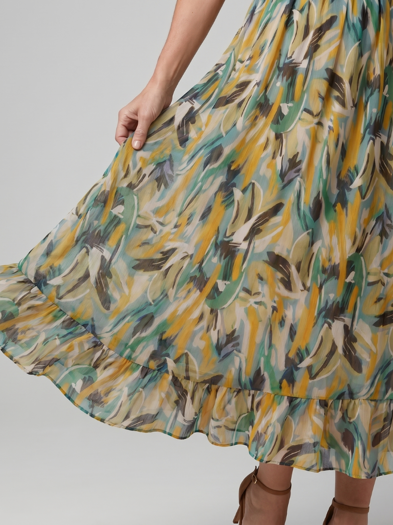 Marwyn | Spaghetti Strap Abstract Print Midi Dress