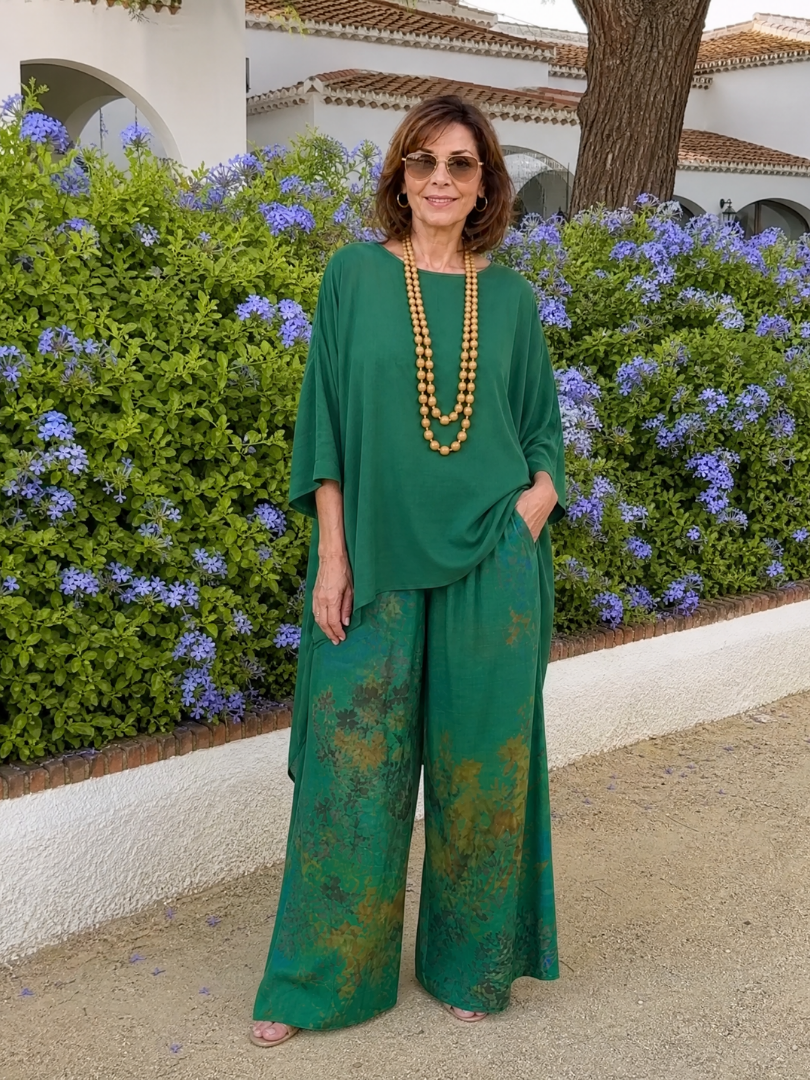 Renssa | High Low Tunic And Wide Leg Pant Set