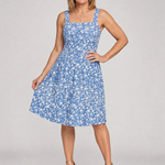 Nilasia | Square Neck Floral Print Knee Length Dress