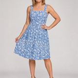 Nilasia | Square Neck Floral Print Knee Length Dress