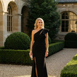 Briada | One Shoulder Ruffle Slit Maxi Dress
