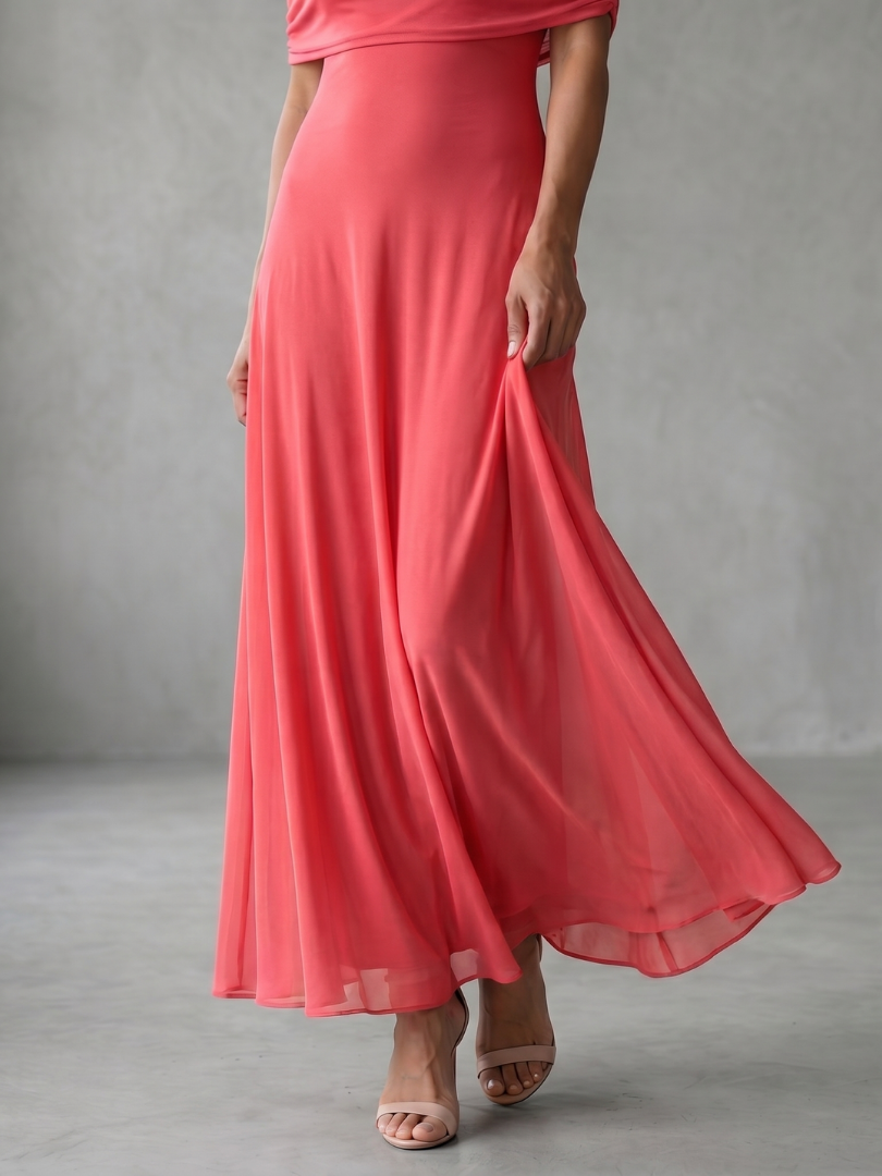 Vidabeth | Off Shoulder Draped Midi Dress