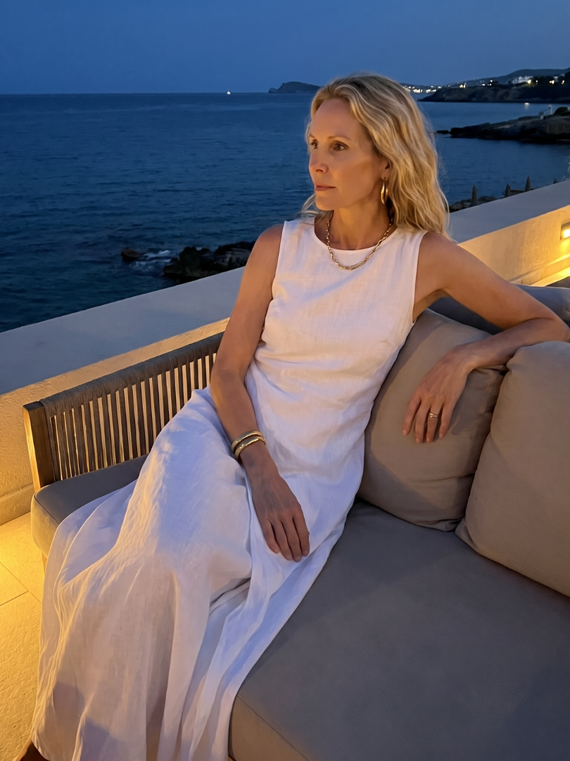 Corthea | Asymmetric Layered Round Neck Maxi Dress