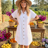 Briavia | Short Sleeve Front Pockets Knee Length Dress