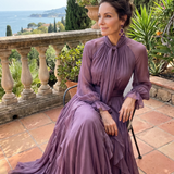 Sermae | Tie Neck Ruffle Tiered Maxi Dress