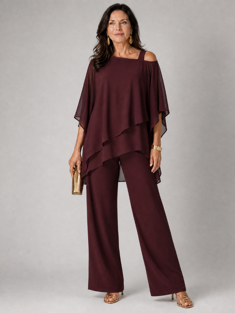 Taliadra | Layered Asymmetrical Two Piece Pant Set