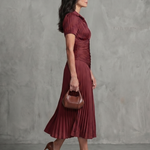 Mirna | Pleated Waistline Stripe Midi Dress
