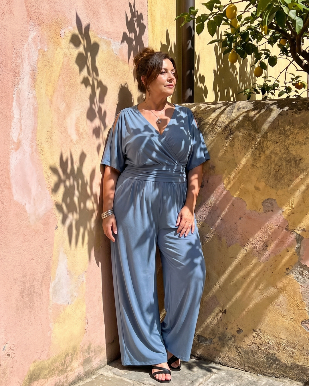 Noretta | Cold Shoulder Wrap Waist Relaxed Jumpsuit