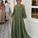 Dellania | Cold Shoulder Balloon Sleeve Relaxed Maxi Dress