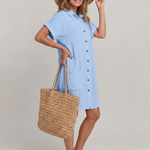 Briavia | Short Sleeve Front Pockets Knee Length Dress