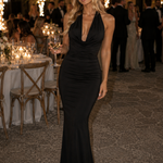 Wilsia | Halter Neck Fitted Silhouette Midi Dress