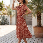 Milrin | Printed Button Front Belted Midi Dress