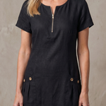 Callabelle | Zip Neck Pocket Detail Knee Length Dress