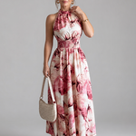 Fionia | Gathered Waist Abstract Print Midi Dress