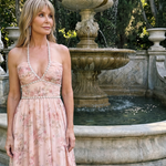 Maessa | Halter Neck Floral Beaded Strap Maxi Dress