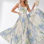 Camwen | Pleated Sleeveless Square Neck Midi Dress
