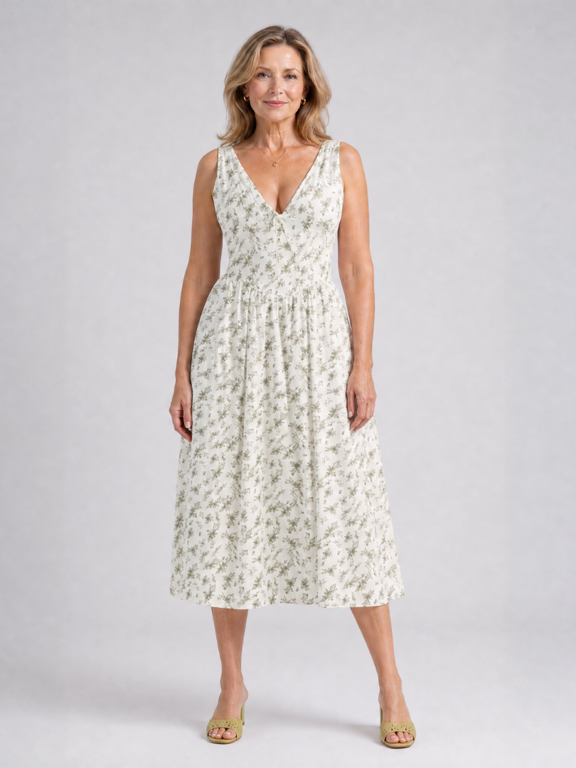 Dalrose | Sleeveless Floral V Neck Midi Dress
