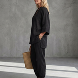 Perrina | V Neck Tunic Gathered Trouser Set