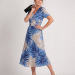 Serwynne | Floral Print Short Sleeve V Neck Midi Dress