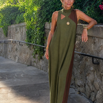 Lorney | Color Block Sleeveless Midi Dress