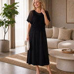 Perndra | Open Knit Top And Flowing Midi Dress Set