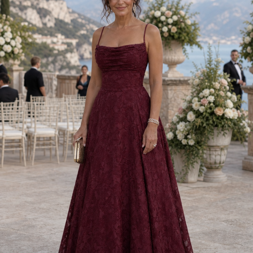 Fiorin | Spaghetti Strap Full Lace Maxi Dress