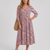 Daline | Vintage Front Three Quarter Sleeve Midi Dress