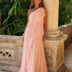Vidalette | One Shoulder Ruffle Maxi Dress