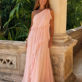 Vidalette | One Shoulder Ruffle Maxi Dress