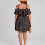 Lilana | Cold Shoulder Ruffle Overlay Knee Length Dress