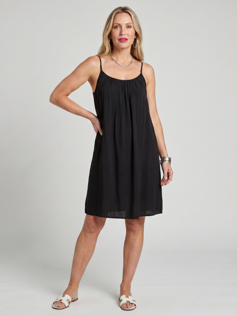 Maemarie | Spaghetti Strap Open Back Knee Length Dress